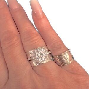 NEW Sterling Silver Dainty Diamond Cut Ring - Elegant Minimalist Style 925